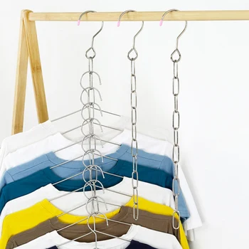 

Stainless Steel Clothes Market Shop Display Hanging Chain Hooks With Ring Clothes Storage Chain Household Tool Clotheslines 1Pcs