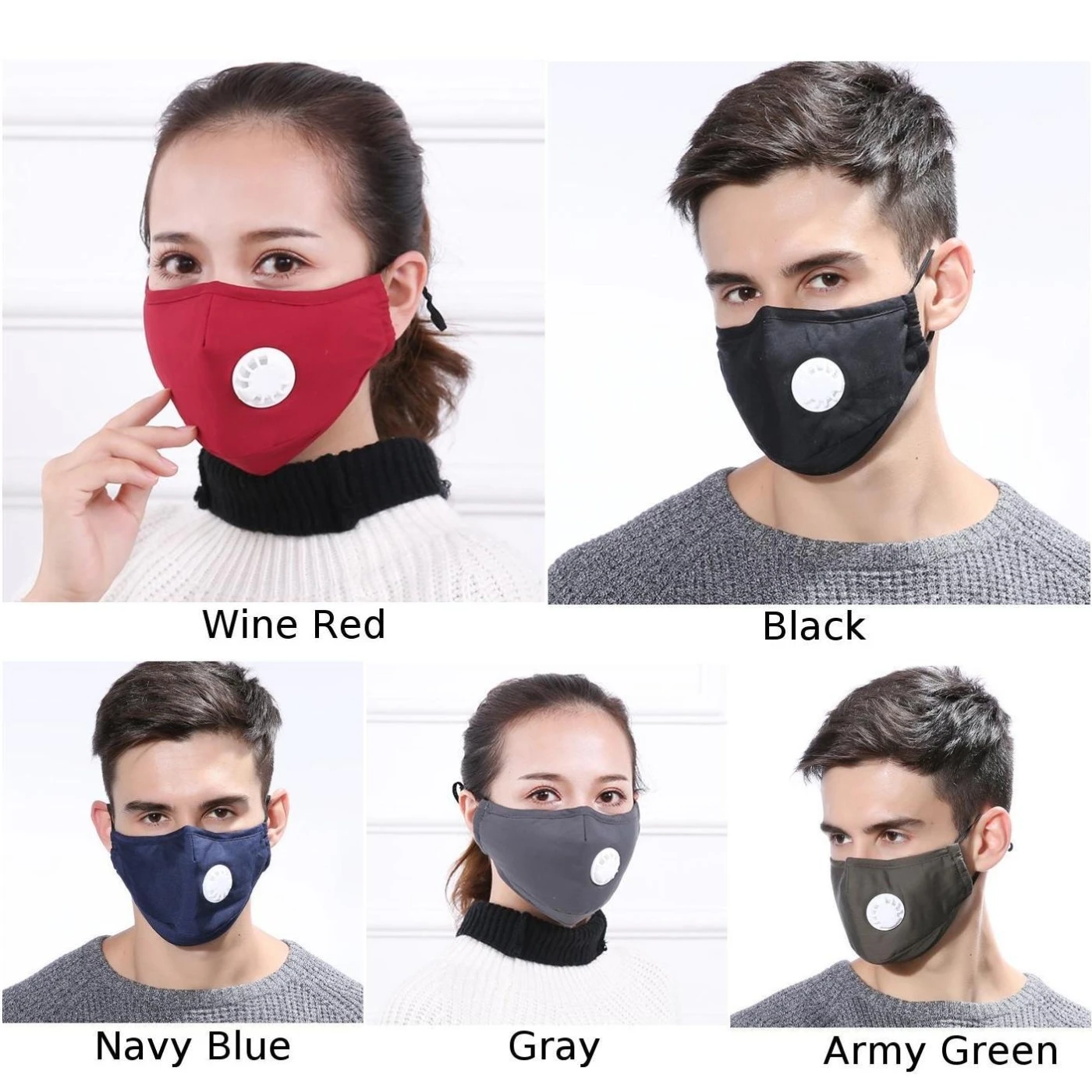 Winter Activated Cotton Mask Carbon Anti Dust Cycling Cotton Face Mask w/ Breathing Valve Practical Outdoor tools