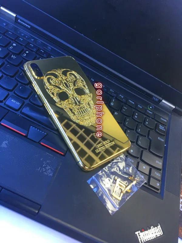 24 к зеркало золотое шасси 24ct Золотая задняя дверь для iphone X xs max Батарейная Дверь Корпус средняя рамка с логотипом+ кнопки