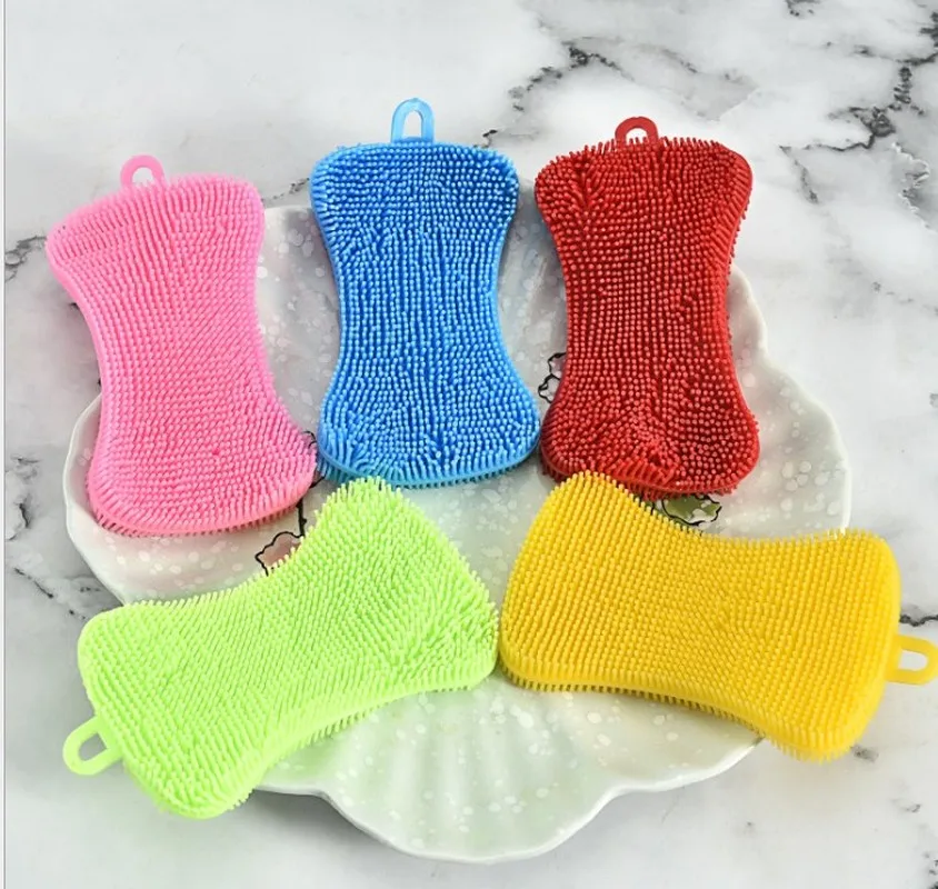 

Silicone Dish Washing Sponge Scrubber Kitchen Cleaning Antibacterial Tool