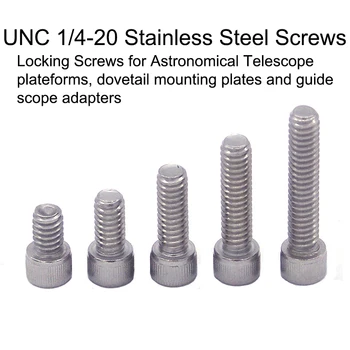 

5pcs/set 1/4inch Astronomical Telescope Locking Screws UNC1/4-20 Stainless Steel for Dovetail Mounting Plates/Platforms/Adapters