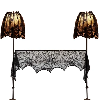 

3 Pack Halloween Decorations Fireplace Mantel Scarf Spiderweb Fireplace Scarf Spider Lampshade with Halloween Party