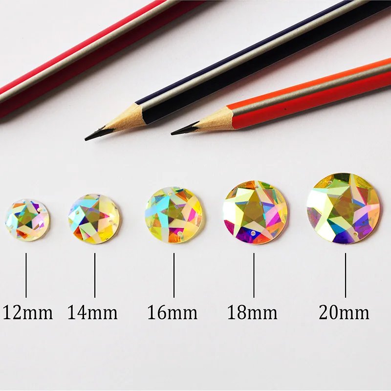 

2016TH Crystal AB Mirror Sew On Rhinestones With 2 Holes Glass Flat Back Shiny Sewing Stone Strass DIY Wedding Dress Decoration