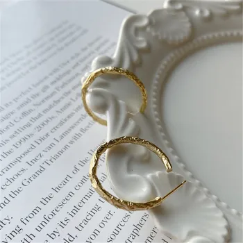 

POFUNUO Real 925 Sterling Silver Nordic Geometric Folding Design Stud Earrings For Women Minimalism Gold Luxury Jewelry Earrings