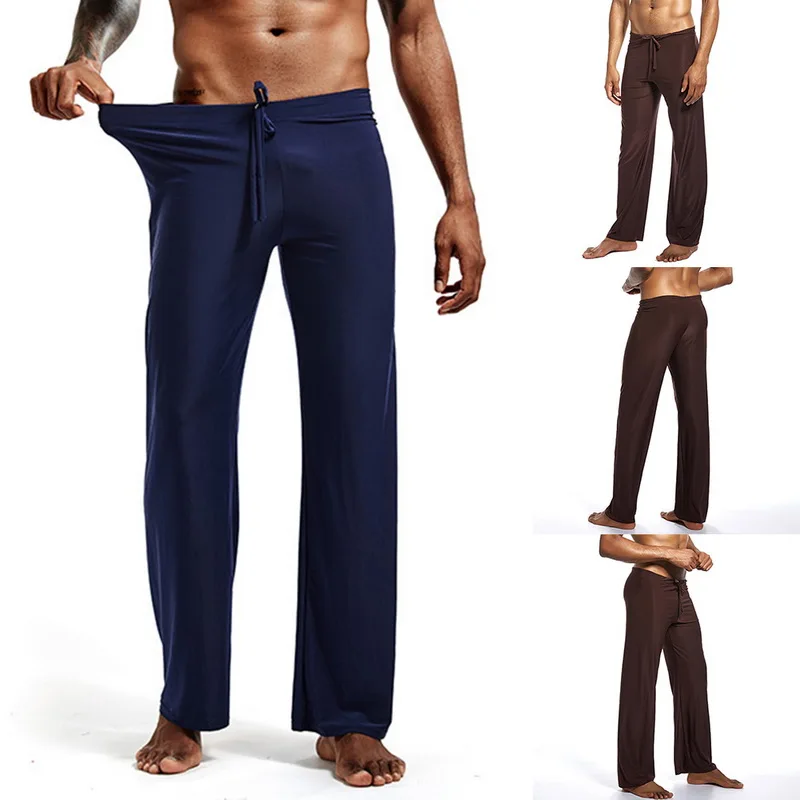 

2019 Autumn New Men's Home Pajama Solid Color Lace Up Sexy Loose Pants Casual Cotton High Quality Comfortable Trouser Male