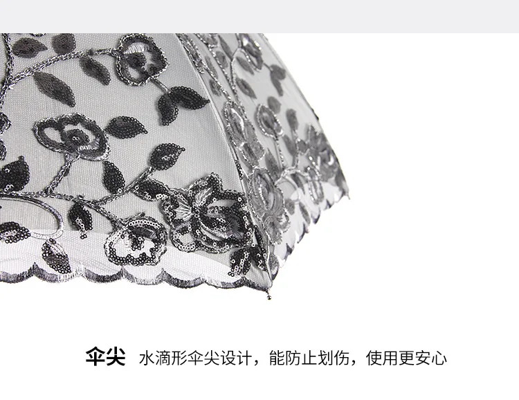 Vinyl Parasol Embroidered restonic san Aurora New Style All-Weather Umbrella Two Fold Double Layer UV-Protection Parasol