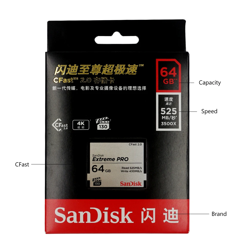 Карта памяти SanDisk Extreme Compactflash 32G 64GB 128GB CF карта высокоскоростная Компактная флеш-карта для DSLR и HD видеокамеры скидка