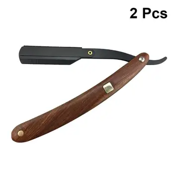 

Men Shaving Barber Tools Hair Razor Wood Handle Folding Shaving Knife Stainless Steel Straight Razor Holder Without Blades