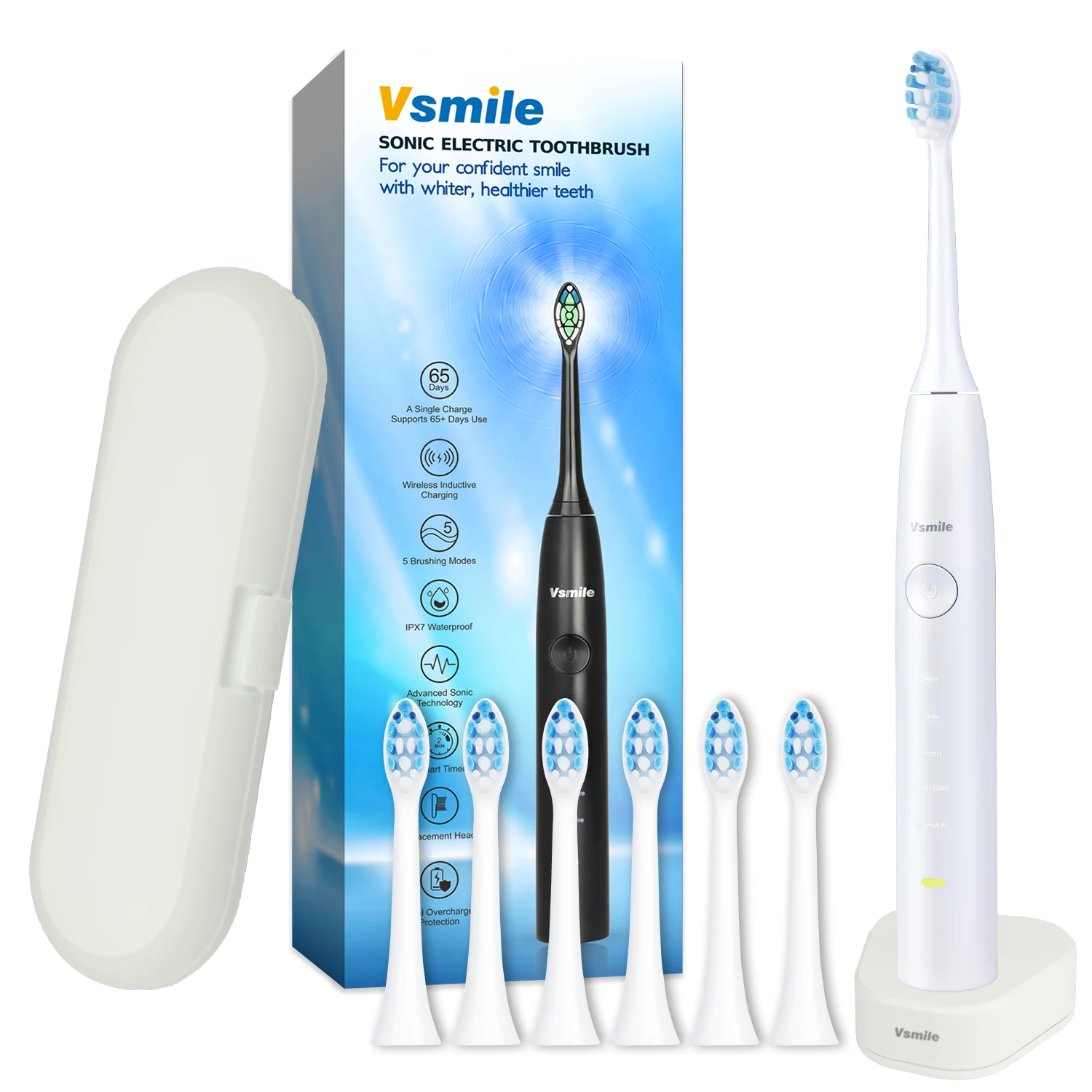 Vsmile Ультразвуковая электрическая зубная щетка для Зубная щётка 2200 мА/ч Батарея 80