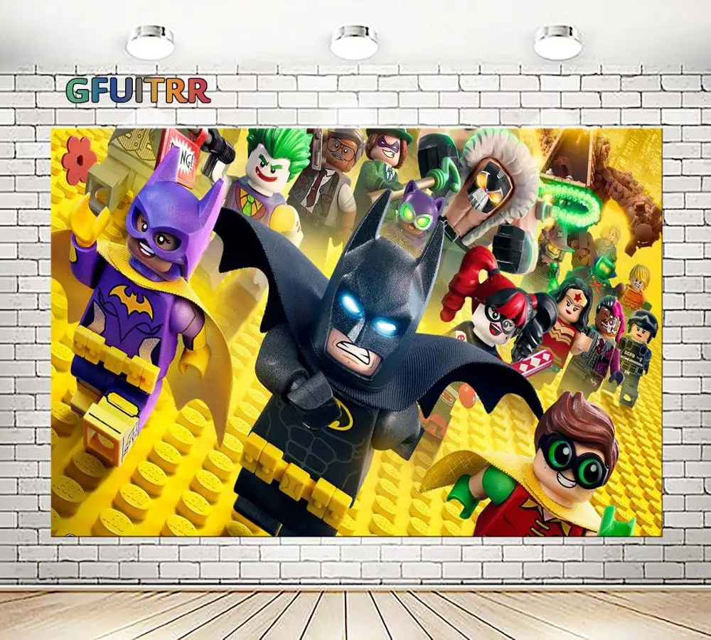 GFUITRR Cartoon Toy Batman Photography Backdrop Kids Birthday Party  Background Bed Headboard Vinyl Photo Booth Props|Background| - AliExpress