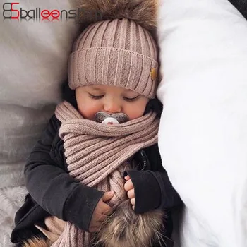 

Balleenshiny 2019 New Knit Baby Hat Winter Toddler Kids Beanie Wool Hat Autumn Winter Boys Girls Hat Scarf Baby Accessories