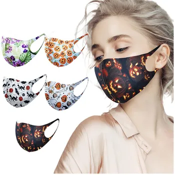 

Mascarilla 5pc Halloween Print Adult Face Mask Fashion Mouth Mask Washable Reusable Breathable Mask Mouth Caps Washable