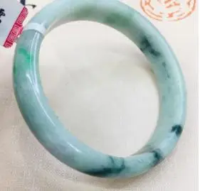 58mm-60mm Натуральный бирманский ажадеит светлый цвет+ синий двухцветный браслет элегантный женский стиль принцессы нефритовый браслет - Цвет камня: 58mm-60mm