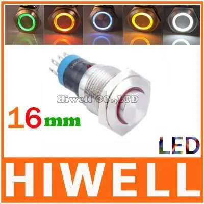 

16MM momentary LED ring illuminated pushbutton switch 1NO1NC High round