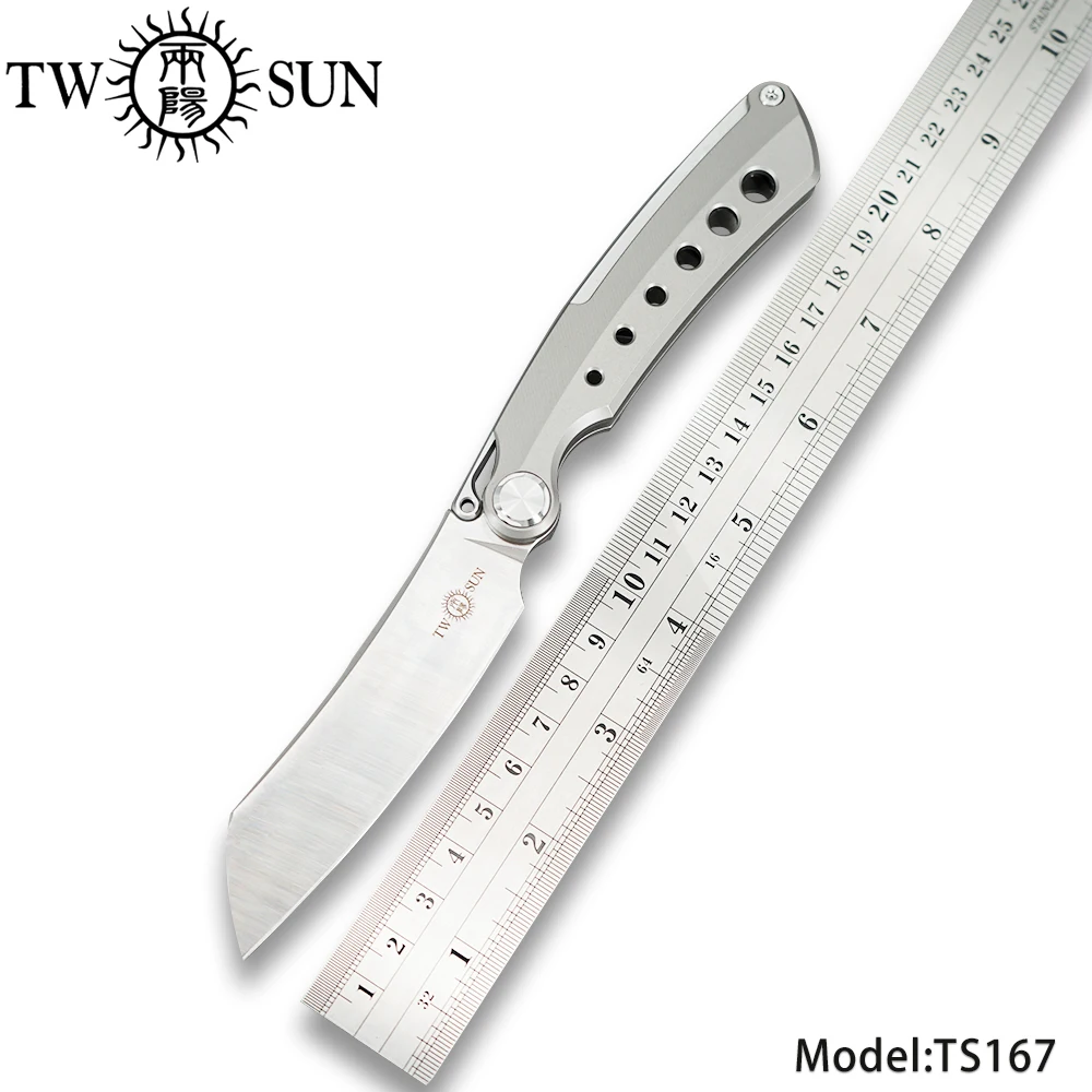 TWOSUN 12C27 карманный складной нож кемпинг охотничий нож Походный нож уличный инструмент для выживания EDC скользящий шарнир Титан TS167