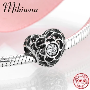 

New 925 Sterling Silver crystal CZ hollow out flower heart shape fine beads Fit Original Pandora Charm Bracelet Jewelry making