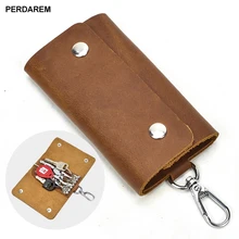 Кожаная сумка для ключей crazy horse, кожаная сумка для ключей с крюком и пряжкой, первый слой из воловьей кожи