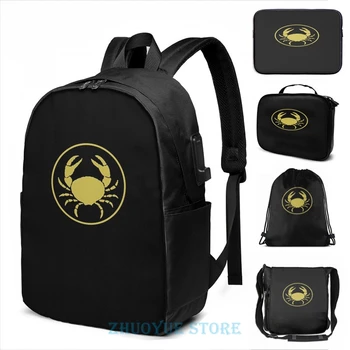 

Graphic print Tintin - Crab with the Golden Claws Logo USB Charge Backpack men School bags Women bag Travel laptop bag