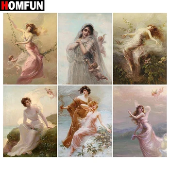 

HOMFUN Diamond Painting Full Square/Round Diamond "Woman oil painting" Pattern Embroidery Cross Stitch 5D Rhinestone Painting