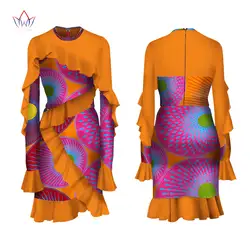 Африканское платье для женщин Зима Винтаж Платье Макси Дашики Африканский Базен до колена длинный рукав платье плюс размер одежда WY2650