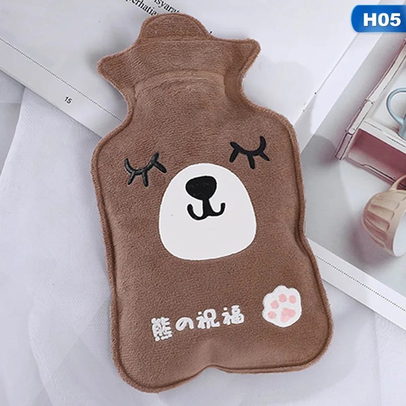 1PCS 350ml Hot Water Bag Cartoon Animals Plush Pocket Portable Hand Warmer Water Injection Hot Water Bottle