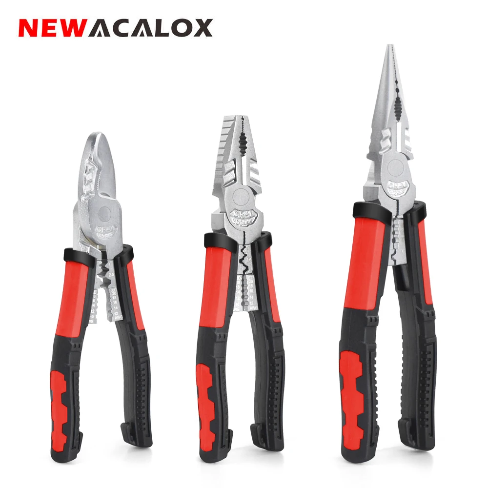 Мультитул NEWACALOX 8 дюймов кусачки для зачистки проводов с длинным носом боковые
