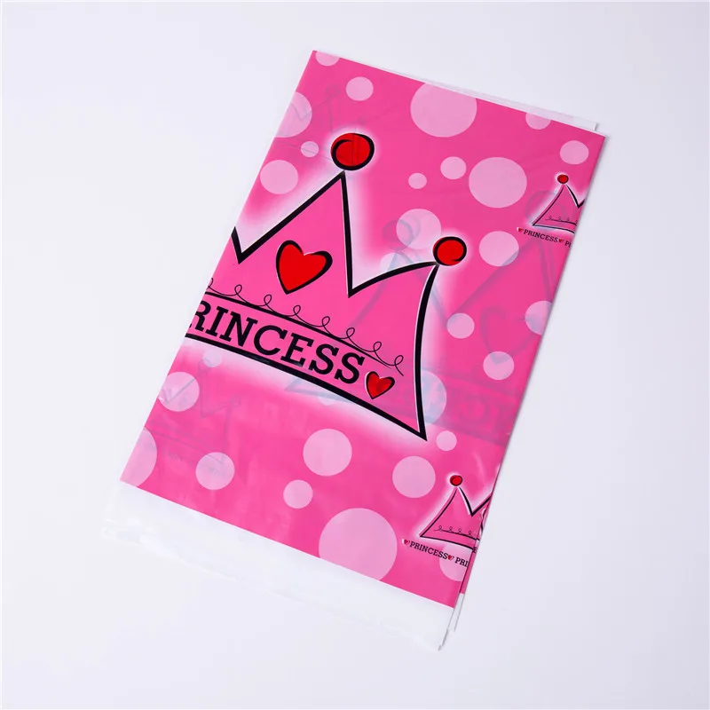 Table Cloth(1pcs) Розовая корона для принцессы, вечерние принадлежности для девочек, одноразовая посуда на день рождения, бумажный стаканчик, бумажные тарелки, салфетки, баннеры, детский душ - Цвет: Table Cloth(1pcs)
