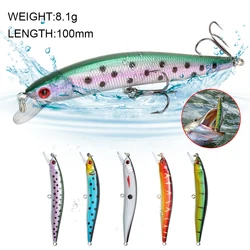 100mm 8g Minnow Fishing Lure Sinking Crankbait Wobblers Mini Artificial Hard Bait Carp Perch Trout Fishing Tackle Accessories