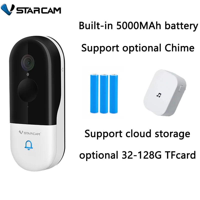 『Video Surveillance!!!』- Vstarcam Wifi Doorbell Camera Wireless
Battery Security Protection Visual Interc PIR IP Door Bell Wireles With
Chime Smart Home