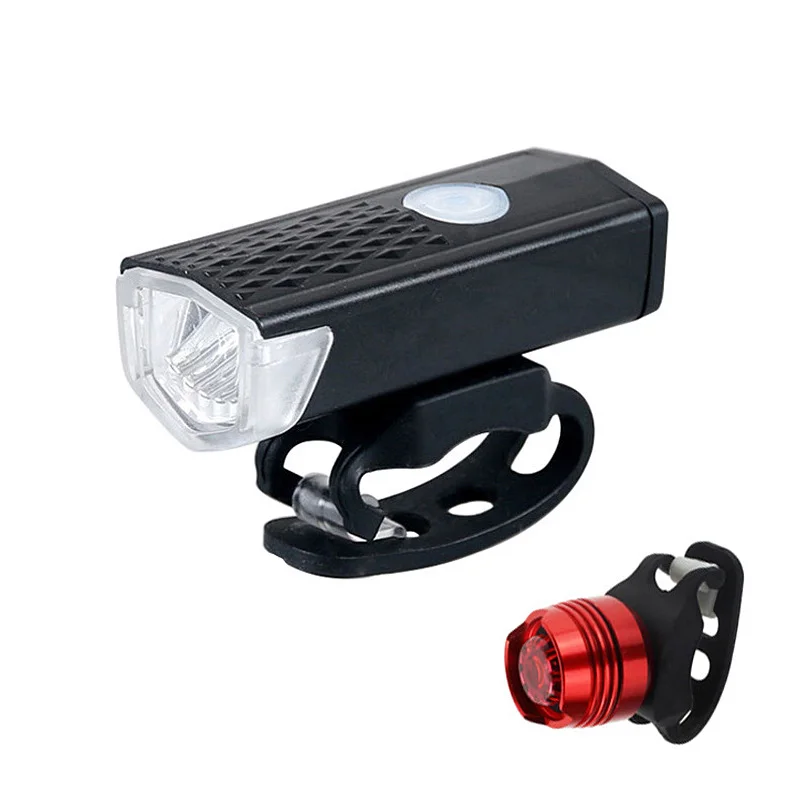 Headlight Taillight Велосипедный светильник с подзарядкой от USB 300 люмен, 3 режима, велосипедный передний светильник 6000 K, водонепроницаемый велосипедный головной светильник, светильник-вспышка - Цвет: Headlight Taillight