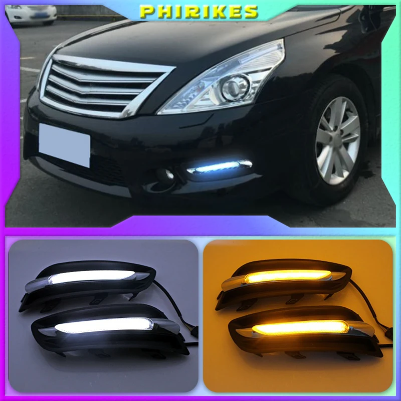 

Светодиодные дневные ходовые огни для Nissan Altima teana 2011 2012 DRL с указателем поворота, дневные огни, водонепроницаемые противотуманные фары