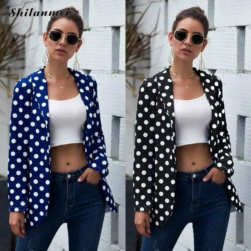 

2019 Spring And Autumn New Women's Blazers Polka Dot Blazer Jacket Casual Loose Fashion Street-Wear Girls Blazer Femme Outerwear