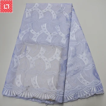 

Pure white African Swiss voile laces fabric in Switzerland 2019 embroidered stones Nigerian man women polish cotton dry lace fab