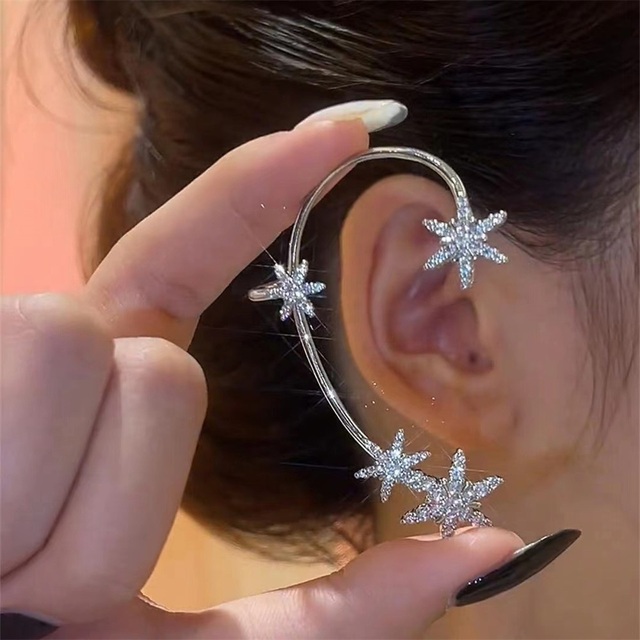 Silver Plated Metal Butterfly Ear Clips Without Piercing For Women Sparkling Zircon Ear Cuff Clip Earrings Wedding Jewelry