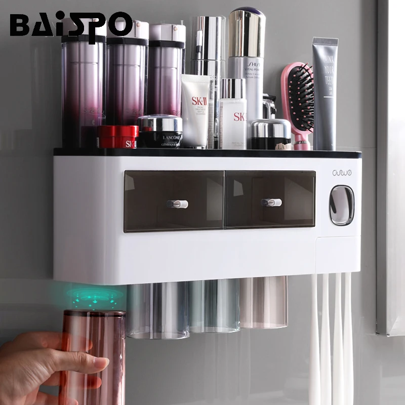 Toothbrush-Holder Bathroom-Accessories Magnetic-Cups BAISPO Wall-Mount-Storage Automatic