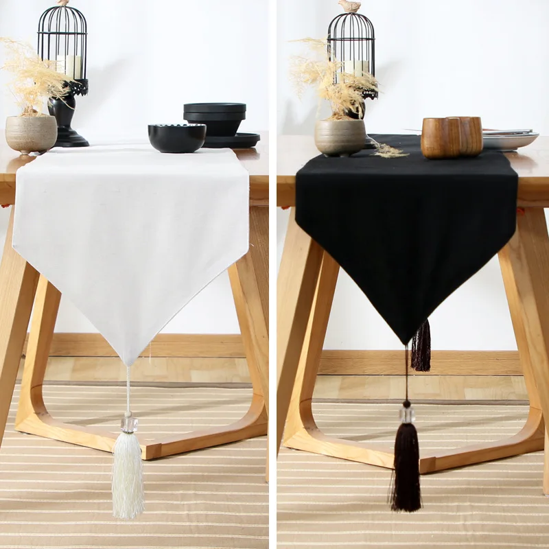 

Black White Solid Color Table Runners Table Decoration For Hotel Restaurant Wedding Party Home Textile Decor Table Runners