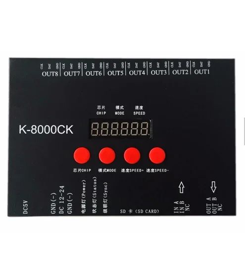

K-8000CK,LED pixel SD card controller;off-line;8192 pixels controlled;SPI signal output
