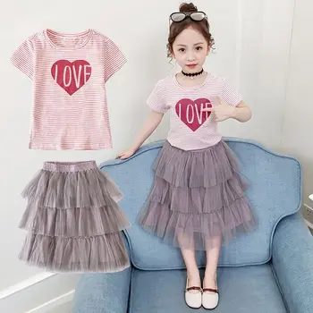 

Girls Clothing Sets 2020 Summer Cute Kids Clothes Dress Set Short Sleeve T-Shirt+ Tutu Dress 2Pcs Toddler Children Dresses