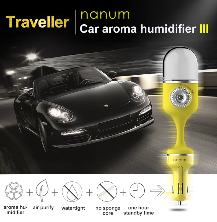 

Nanum 2018 Car Aroma Humidifier Cool mist Diffuser Ultrasonic Aromatherapy 70ML Car Air Freshener Purifier with Dual USB charger