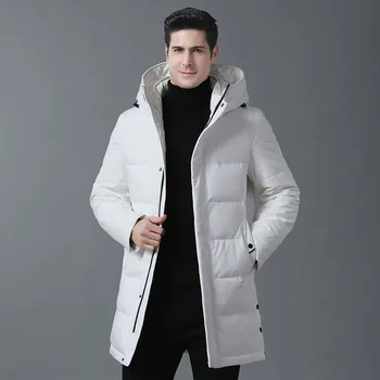 

Causal Mens Down Jacket Fashion Winter Men Coat Thick Warm Male Down Coat Hooded White Duck Down Long Down Jacket Parka