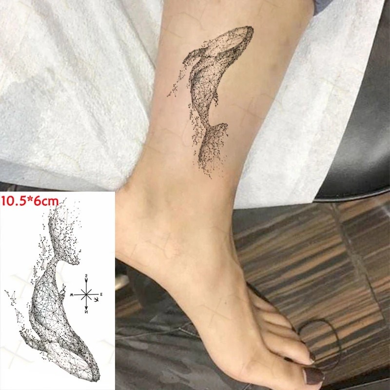 

Водостойкие временные тату-наклейки, Кит, птица, искусственная татуировка, флэш-тату, татуировка, татуировка, рука, спина, нога для девушек, женщин, мужчин