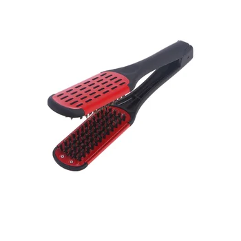 

Hair Straightening Comb Styling Tools Boar Bristle Double Sided Brush Comb Clamp (Red)