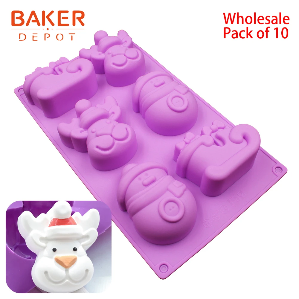 BAKER DEPOT силиконовые формы для торта Кондитерские рождественские ручной работы мыло смолы гипсовые формы для украшения торта набор инструментов из 10