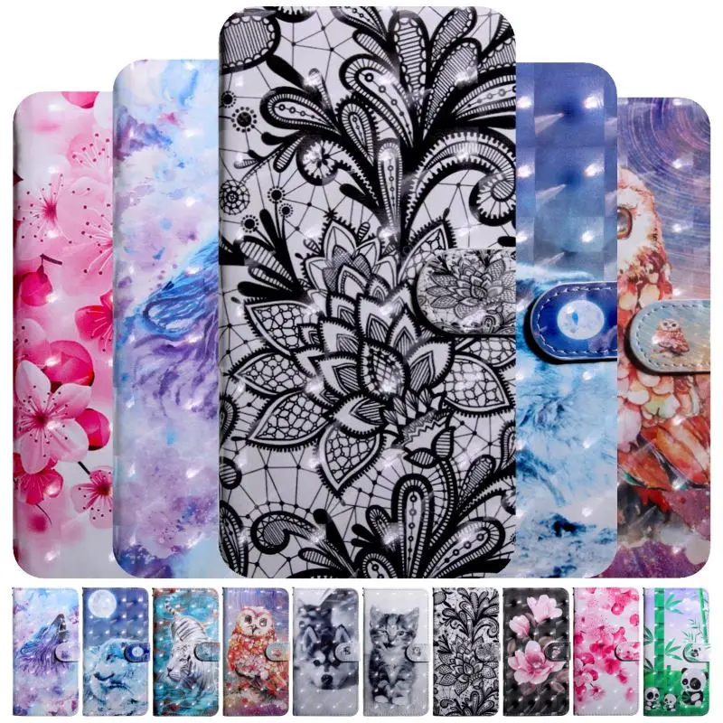 Lace Animal Leather Cover sFor Samsung Galaxy A10 A20E A2 Core A20 A30 A40 A50 A60 A70 M10 M20 M30 Flower Painted Capa Bags D29G | Мобильные