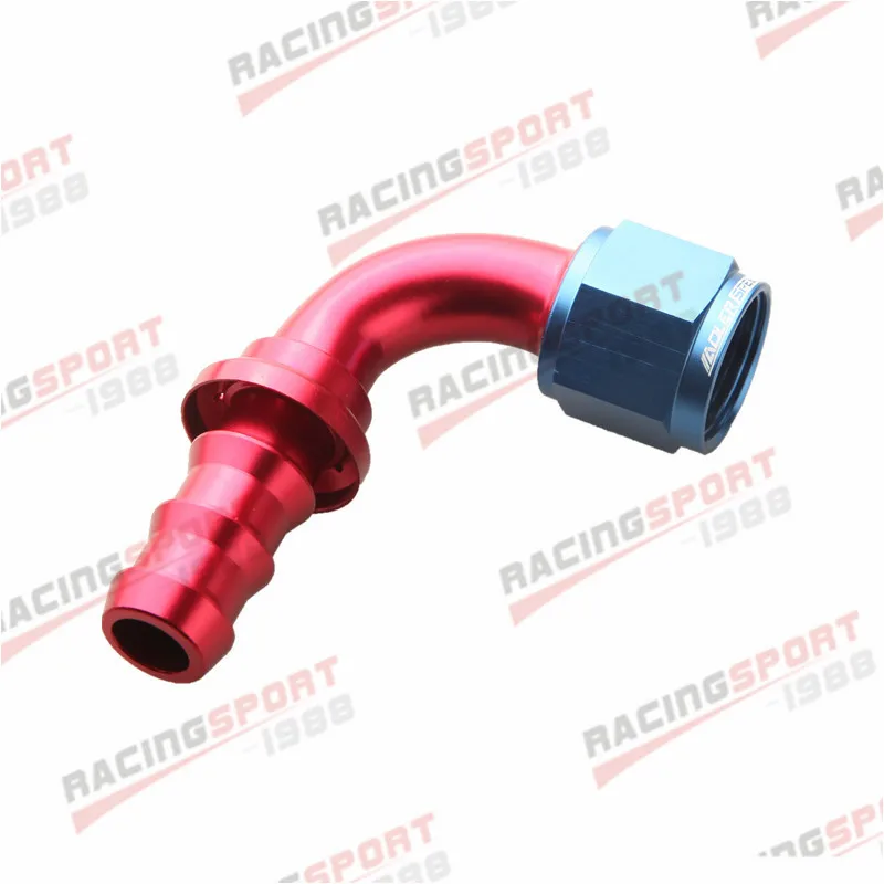 

-10 AN 90 Degree Push-On Fuel Oil Water Line Hose End Fitting Red/Blue