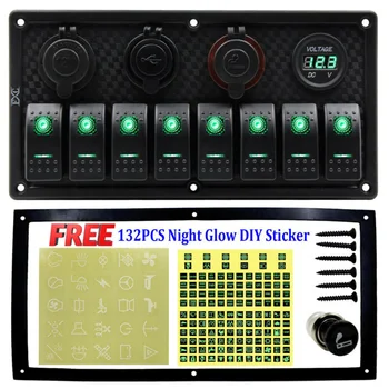

Part Toggle Switch Panel Extra 8Gang Car Dual USB Switch Panel Voltmeter
