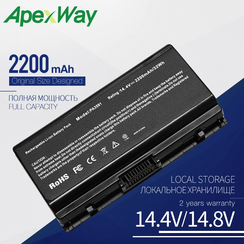 Apexway 4 ячейки батареи ноутбука PA3591U-1BAS PA3591U-1BRS для TOSHIBA Satellite L401 L402 L40 L45 | Компьютеры и