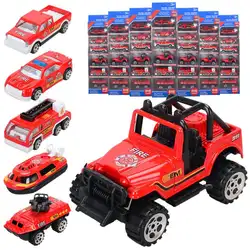 6 шт. 1: 64 пожарная машина из сплава, детская раздвижная мини-игрушка из шести упаковок, Детская модель пожарного грузовика, игрушка для