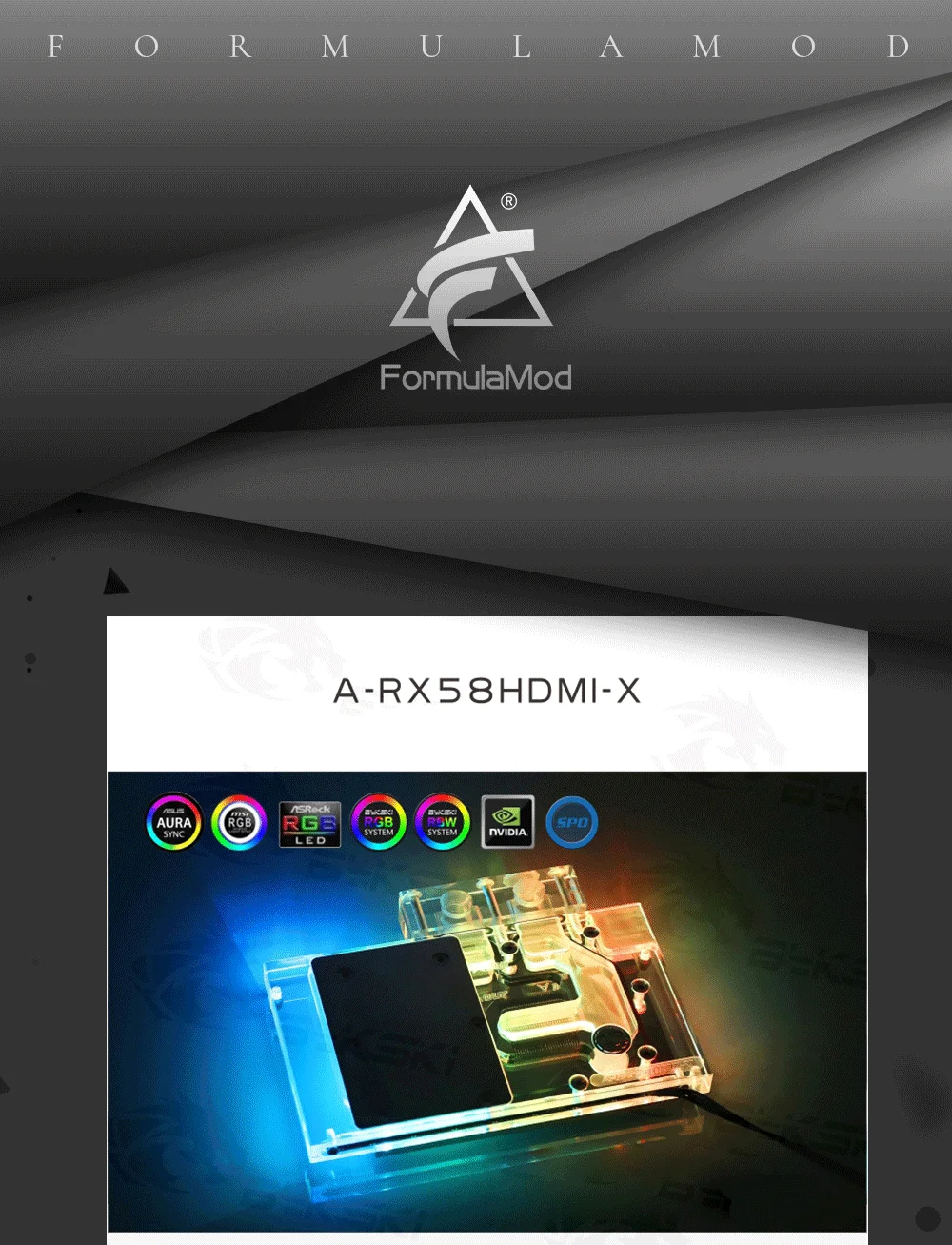 Bykski A-RX58HDMI-X, полное покрытие видеокарты блок водяного охлаждения, для основателя издание RX580 HDMI