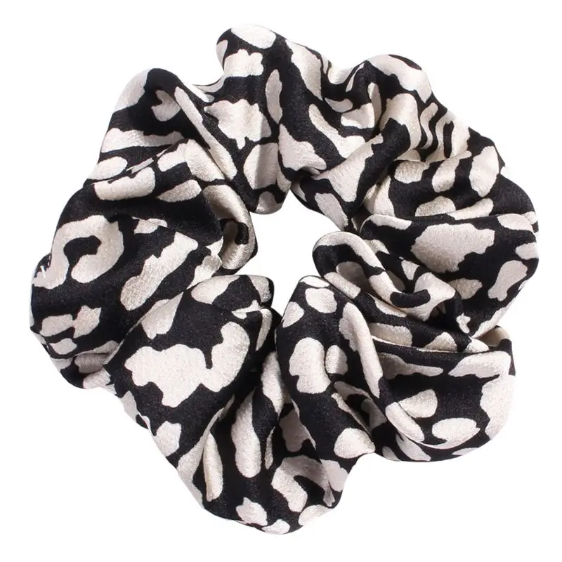Womens Imitation Silk Scrunchies Headbands Hair Ties Accessories Vintage Leopard Animal Print Cross Knotted Wide Turban 3